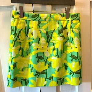 J Crew Green Yellow Daffodil Skirt Size 6